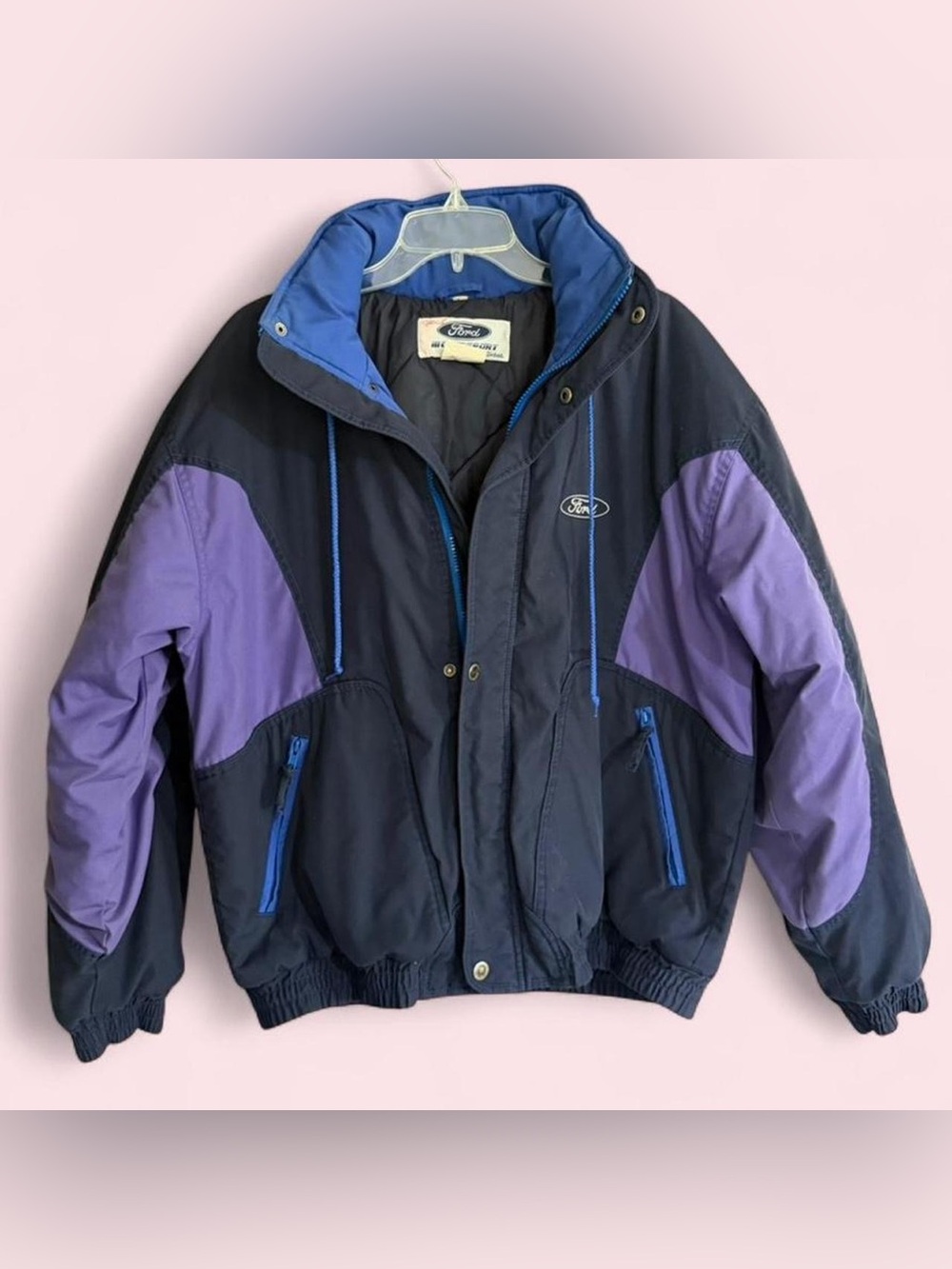Vintage 90’s Ford Motorsport Bomber Jacket Blue Colorblock